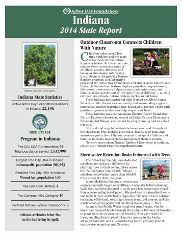 Arbor Day Foundation State Report for Indiana