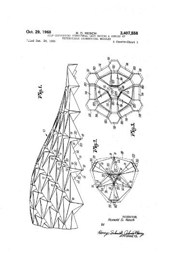 Ron Resch, Patent # 3407558 - Origami Tessellations