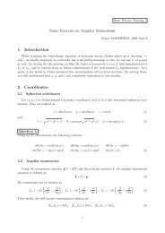 Some Exercise on Angular Momentum 1 Introduction 2 Coordinates