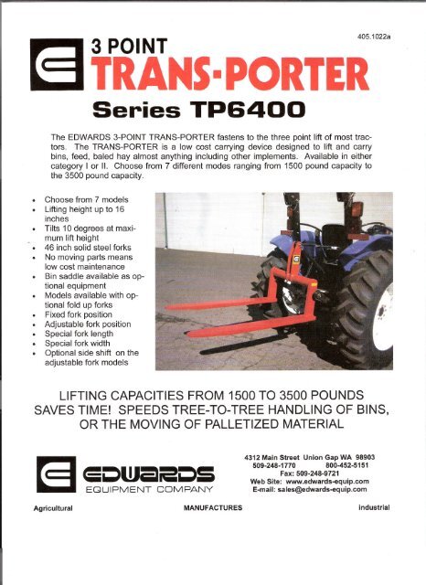 Trans-Porter Forks - Edwards Equipment Company