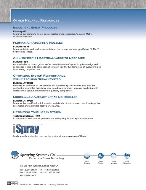 Spray Nozzles Spray Control Spray Analysis Spray Fabrication