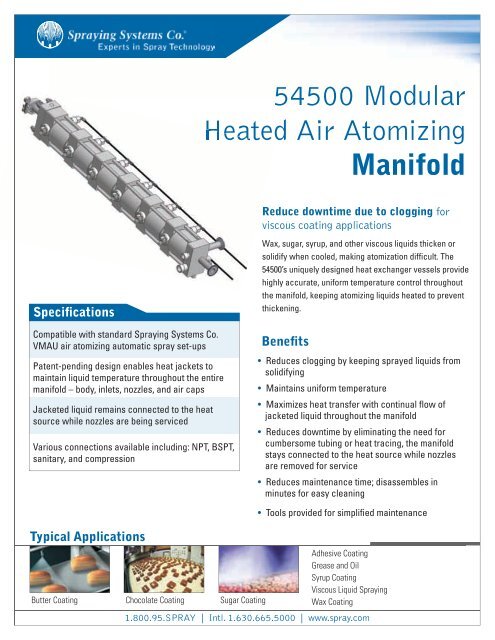 Modular Spray Systems 54500 Modular Heated Air Atomizing Manifold - Spraying Systems Co.
