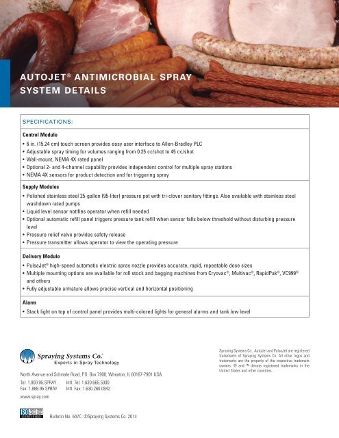 autojetÂ® antimicrobial spray systems - Spraying Systems Co.