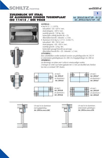 zuilenblok uit staal of ALU - Schiltz-norms