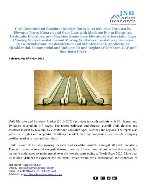 Jsb Market Research Uae Elevator And Escalator Market 2015 2021