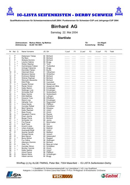 Startliste - IG LO Seifenkisten Derby