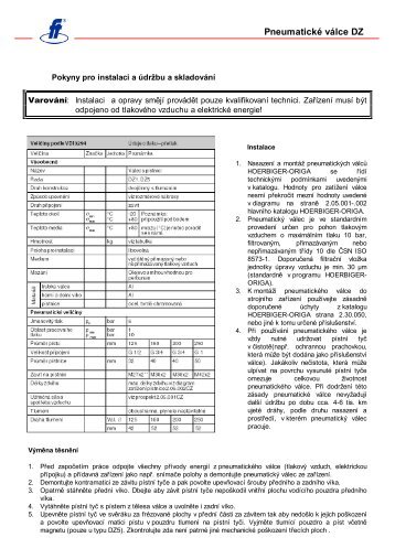 PneumatickÃƒÂ© vÃƒÂ¡lce DZ - FLUIDTECHNIK BOHEMIA, sro