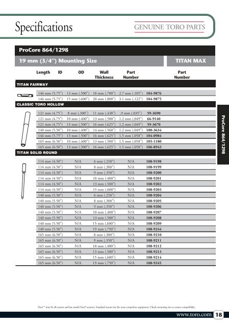 Titanâ¢ Tines Product Catalog - Toro