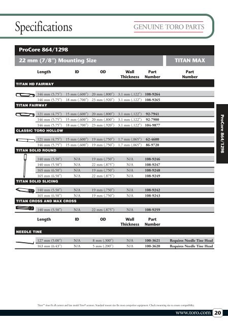 Titanâ¢ Tines Product Catalog - Toro