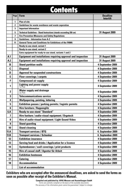 Deadlines Orderforms Technical guidelines Assembly and - Interlift