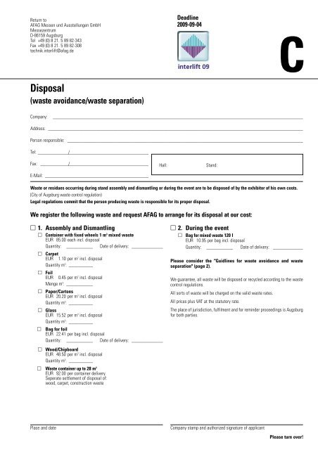 Deadlines Orderforms Technical guidelines Assembly and - Interlift