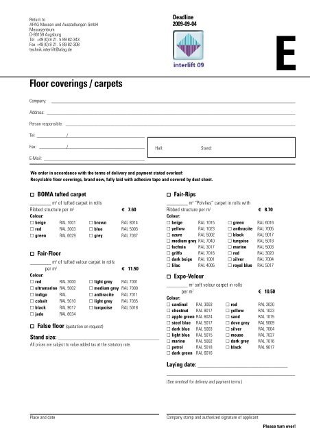 Deadlines Orderforms Technical guidelines Assembly and - Interlift