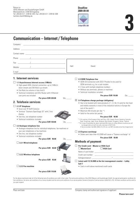 Deadlines Orderforms Technical guidelines Assembly and - Interlift