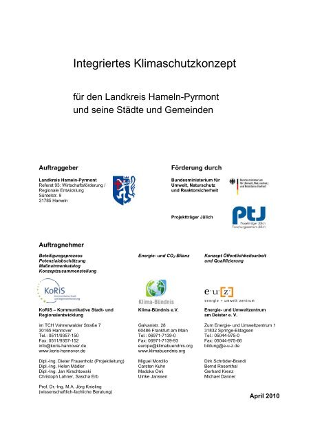 Integriertes Klimaschutzkonzept - Landkreis Hameln-Pyrmont
