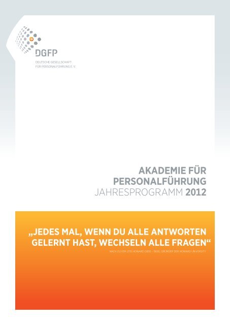 Akademie für Personalführung Jahresprogramm 2012