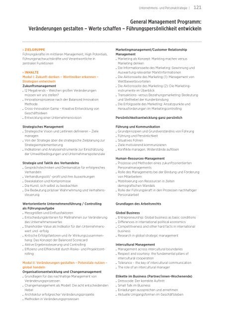 Akademie für Personalführung Jahresprogramm 2012