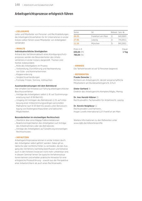 Akademie für Personalführung Jahresprogramm 2012