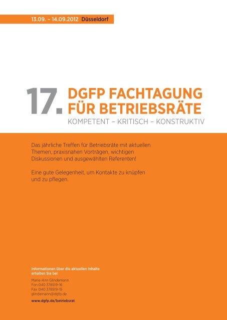 Akademie für Personalführung Jahresprogramm 2012