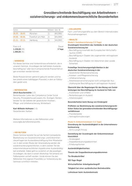 Akademie für Personalführung Jahresprogramm 2012