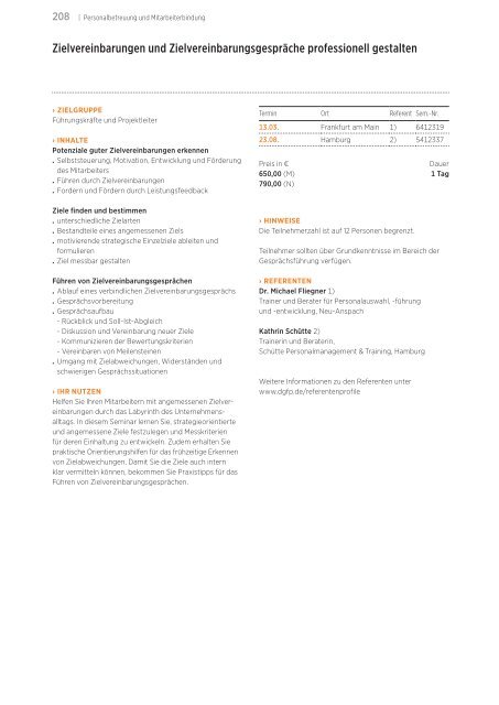 Akademie für Personalführung Jahresprogramm 2012