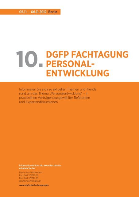 Akademie für Personalführung Jahresprogramm 2012