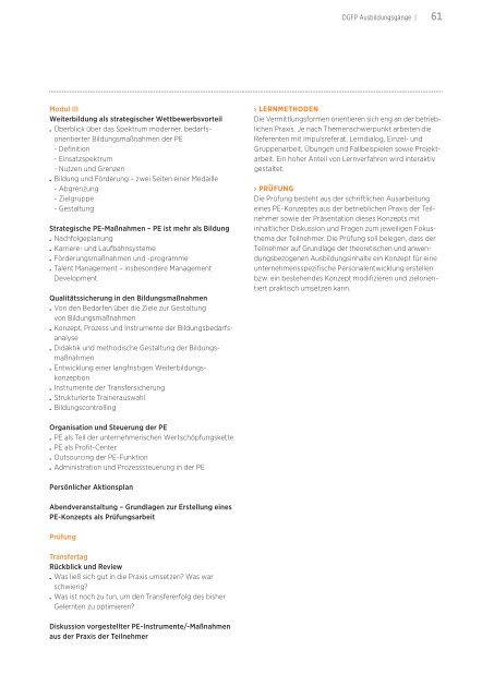 Akademie für Personalführung Jahresprogramm 2012