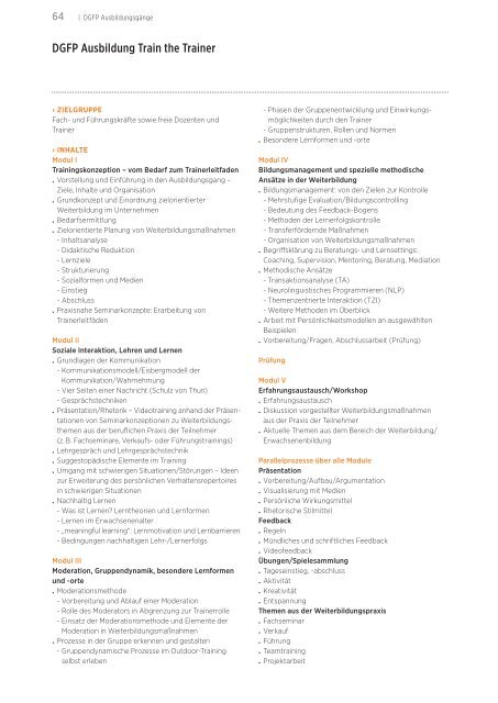 Akademie für Personalführung Jahresprogramm 2012