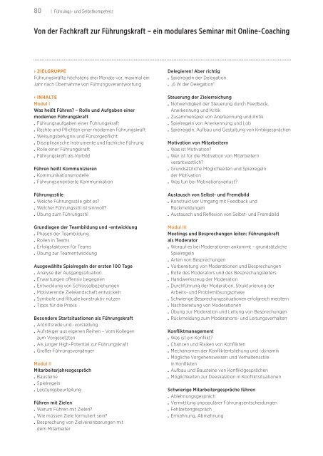 Akademie für Personalführung Jahresprogramm 2012