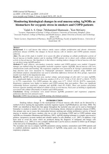 Monitoring histological changes in oral mucosa using AgNORs as biomarkers for oxygenic stress in smokers and COPD patients