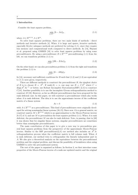 Greville's Method for Preconditioning Least Squares ... - Projects