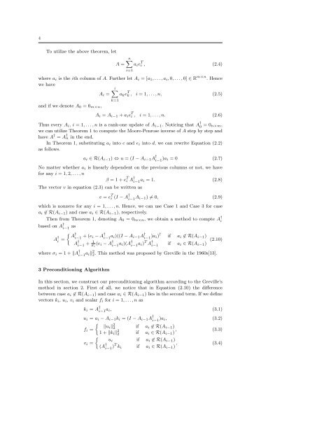 Greville's Method for Preconditioning Least Squares ... - Projects