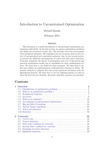 Introduction to Unconstrained Optimization - Scilab