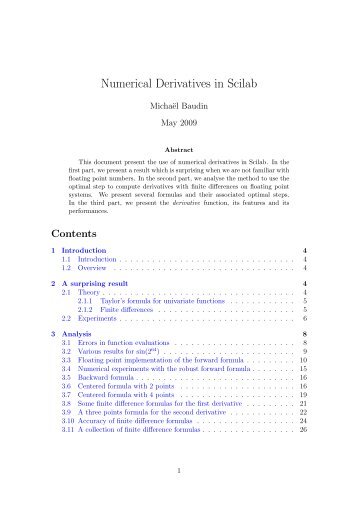 Numerical Derivatives in Scilab - Projects