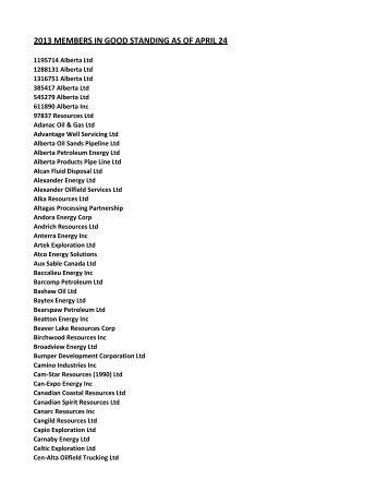 2013 MEMBERS IN GOOD STANDING AS OF APRIL 24 - WCSS