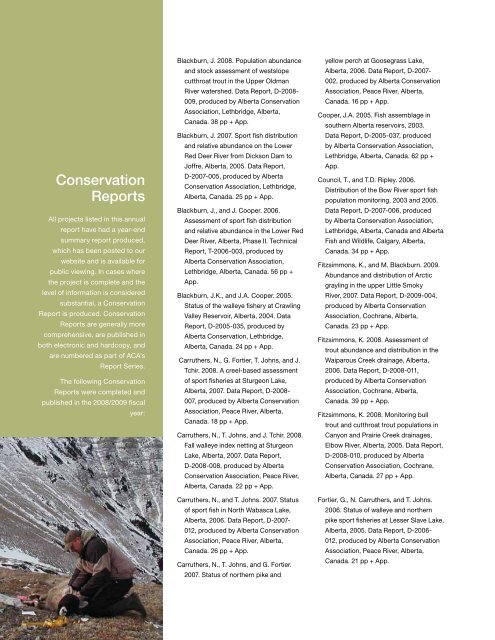 Annual Report 2008/2009 - Alberta Conservation Association