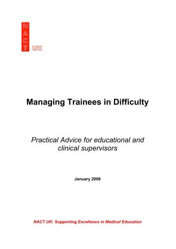 Managing Trainees in Difficulty - NACT