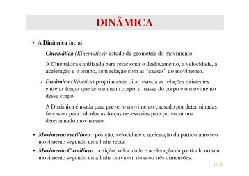 CinemÃ¡tica de PartÃ­culas e de Corpos RÃ­gidos