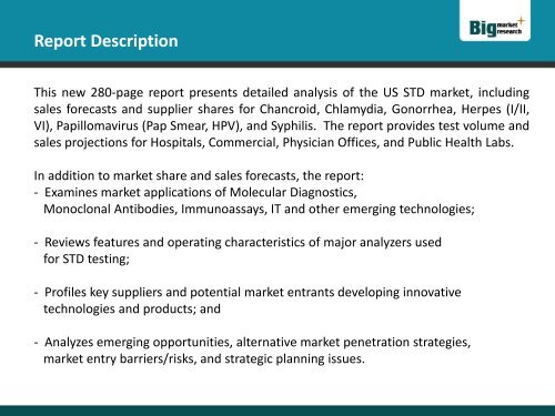 2015 Opportunities in the US Sexually-Transmitted Diseases (STD) Diagnostic Testing Market