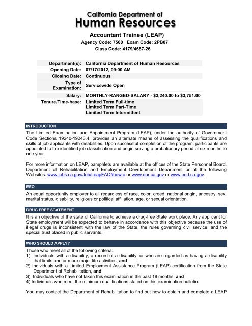 Accountant Trainee Leap State Jobs Ca Gov State Of