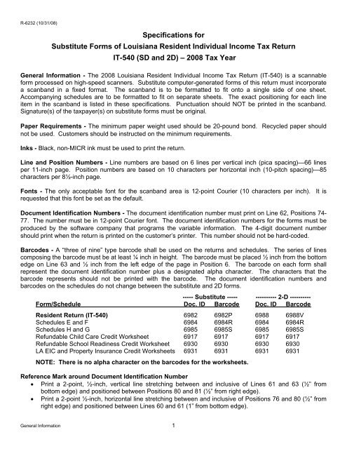 w2 form louisiana
Specifications for Substitute Forms of Louisiana Resident ... w2 form louisiana
Specifications for Substitute Forms of Louisiana Resident ...