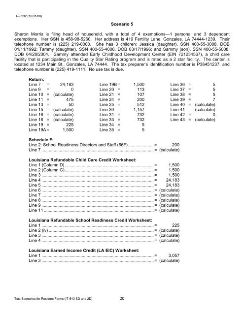 Specifications for Substitute Forms of Louisiana Resident Individual ...