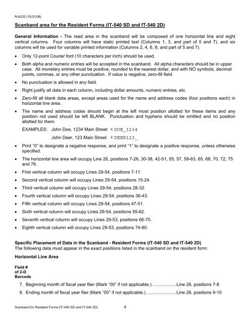 Specifications for Substitute Forms of Louisiana Resident Individual ...