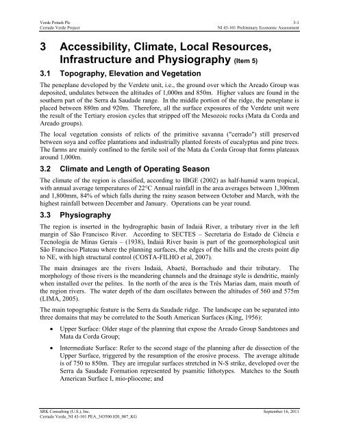 NI 43-101 Preliminary Economic Assessment - Verde Potash