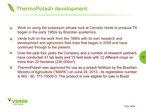 Verde fertilizantes - Verde Potash Plc