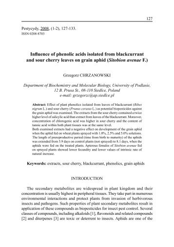 Influence of phenolic acids isolated from blackcurrant and ... - AGRO