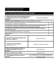 TR-1: NOTIFICATION OF MAJOR INTEREST IN SHARES - Polymetal