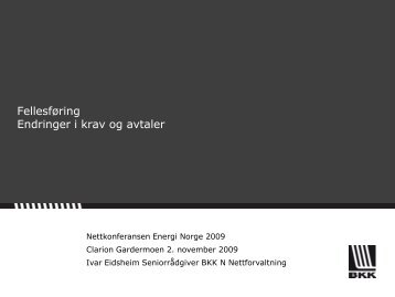 1 generelt om fellesfÃ¸ring - Energi Norge