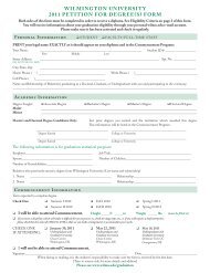 WILMINGTON UNIVERSITY 2011 PETITION FOR DEGREE(S) FORM