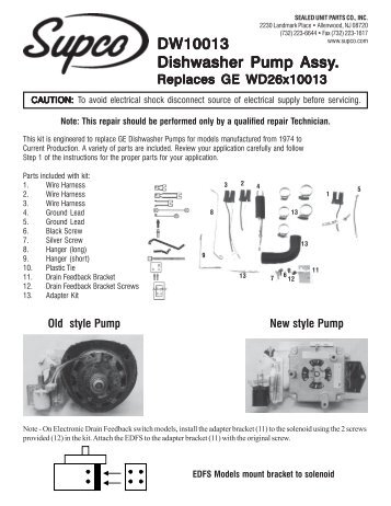 DW10013 Dishwasher Pump - Supco