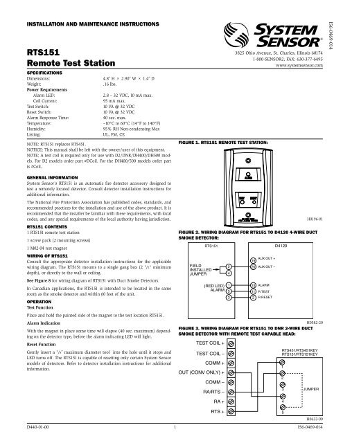 rtS151 remote test Station - System Sensor